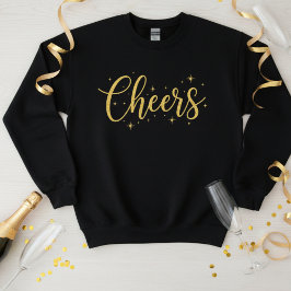  🥂 Cheers New Year Sweatshirt | Cozy Gold Glitter トライブレンドＴシャツ