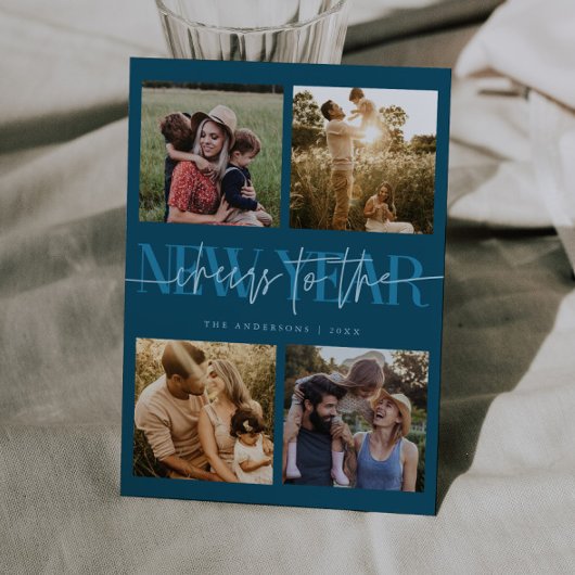 CHEERS New Year Teal Photo Grid シーズンカード