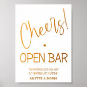 Cheers Open bar wedding sign 5x7 poster ポスター (正面)