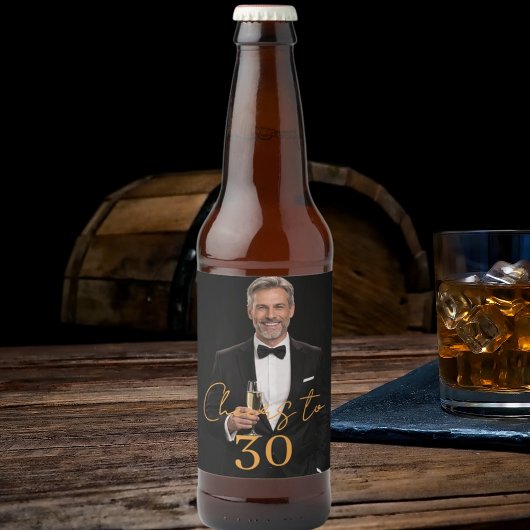 Cheers photo birthday party gold ビールラベル