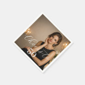 Cheers photo elegant script birthday party スタンダードカクテルナプキン (角)