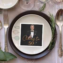 Cheers photo gold birthday party スタンダードカクテルナプキン