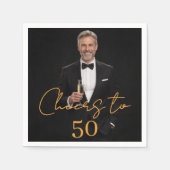 Cheers photo gold birthday party スタンダードカクテルナプキン (正面)