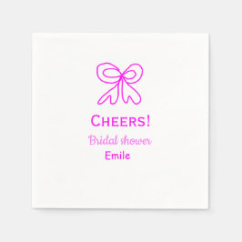 Cheers purple pink bow bridal shower add name  スタンダードカクテルナプキン