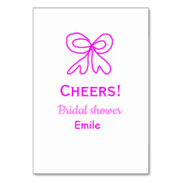 Cheers purple pink bow bridal shower add name  テーブルナンバー