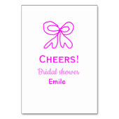 Cheers purple pink bow bridal shower add name  テーブルナンバー (裏面)