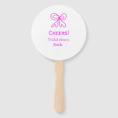 Cheers purple pink bow bridal shower add name  ハンドファン (裏面)