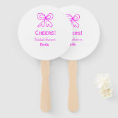 Cheers purple pink bow bridal shower add name  ハンドファン (正面&裏面)