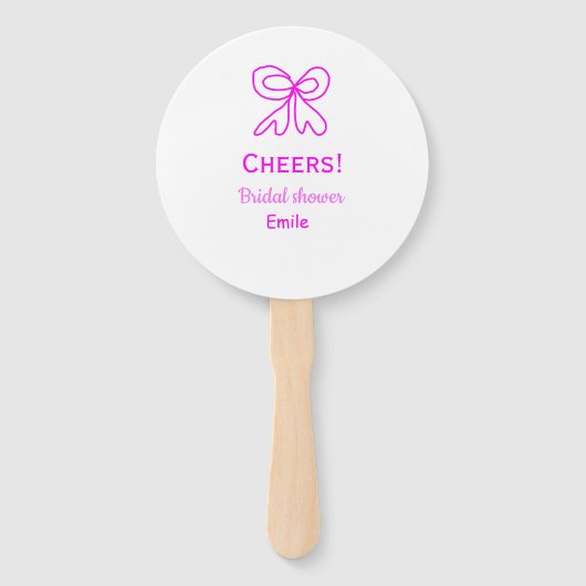 Cheers purple pink bow bridal shower add name  ハンドファン (正面)