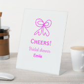 Cheers purple pink bow bridal shower add name  台座サイン (インサイチュ)