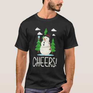 Cheers Santa Claus Snowman Happy Holidays Tシャツ