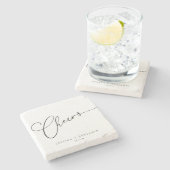 Cheers Script 夫婦 名前 結婚記念日 ウェディング記念品 ストーンコースター (横)
