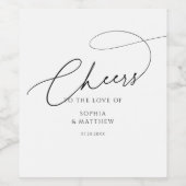 Cheers Script Typography White Wedding ワインラベル (シングルラベル)