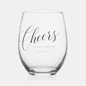  cheers stemless wine glass simple typography ステムなしワイングラス (正面)