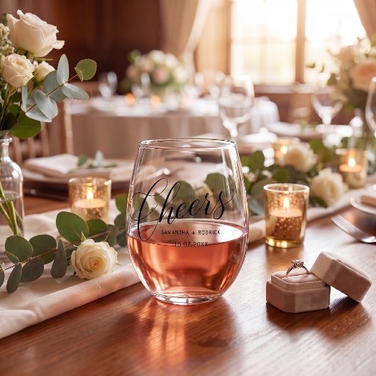  cheers stemless wine glass simple typography ステムなしワイングラス