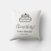 Cheers thirty birthday cake black scribble hand クッション (裏面)