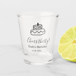 Cheers thirty birthday cake black scribble hand ショットグラス