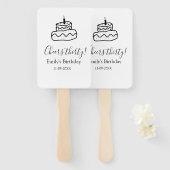 Cheers thirty birthday cake black scribble hand ハンドファン (正面&裏面)