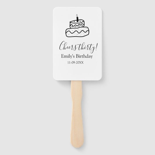 Cheers thirty birthday cake black scribble hand ハンドファン (裏面)