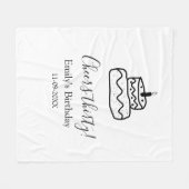 Cheers thirty birthday cake black scribble hand フリースブランケット (正面(横))