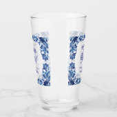 Cheers thirty birthday royal blue floral border na タンブラーグラス (左)