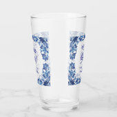 Cheers thirty birthday royal blue floral border na タンブラーグラス (右)