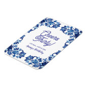 Cheers thirty birthday royal blue floral border na マグネット (左側)