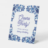 Cheers thirty birthday royal blue floral border na 台座サイン (正面)