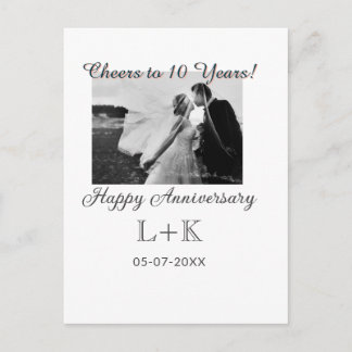 Cheers to 10 Years happy anniversary add photo dat ポストカード