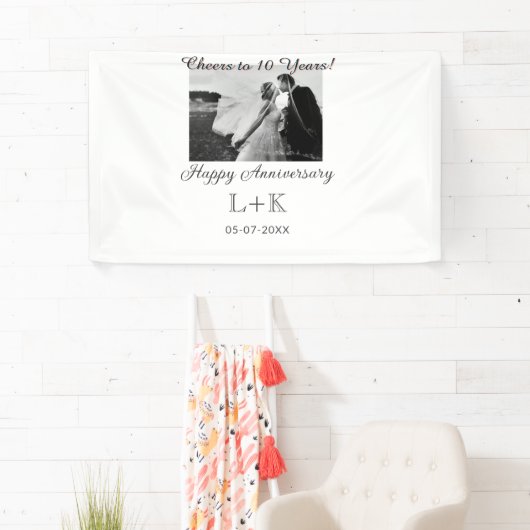 Cheers to 10 Years happy anniversary add photo dat 横断幕 (インサイチュ)
