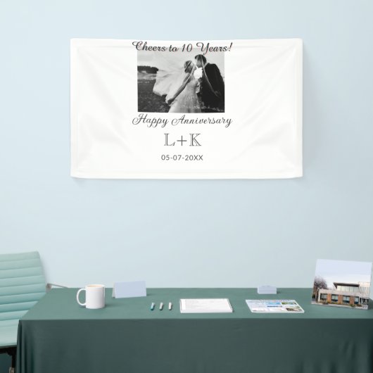 Cheers to 10 Years happy anniversary add photo dat 横断幕 (トレードショー)