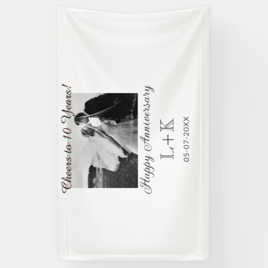 Cheers to 10 Years happy anniversary add photo dat 横断幕 (縦)