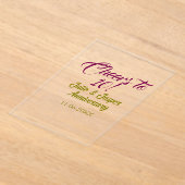 Cheers to 10th wedding anniversary mauve golden na アクリル招待状 (レイダウン)