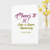 Cheers to 10th wedding anniversary mauve golden na カード (黄色い花)