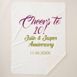 Cheers to 10th wedding anniversary mauve golden na シェルパブランケット