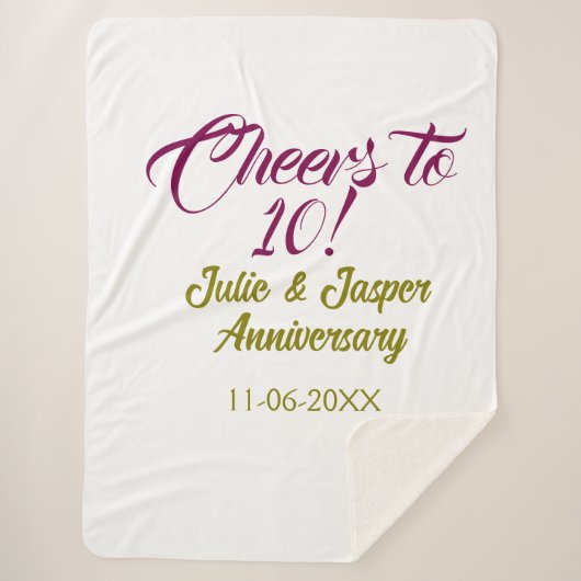 Cheers to 10th wedding anniversary mauve golden na シェルパブランケット (正面)