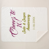 Cheers to 10th wedding anniversary mauve golden na シェルパブランケット (正面(横))