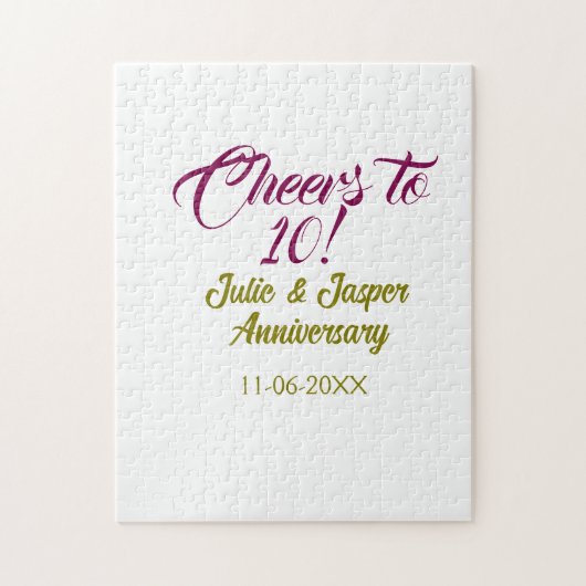 Cheers to 10th wedding anniversary mauve golden na ジグソーパズル (縦)