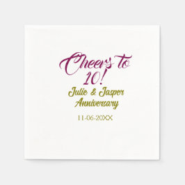 Cheers to 10th wedding anniversary mauve golden na スタンダードカクテルナプキン