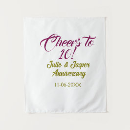 Cheers to 10th wedding anniversary mauve golden na タペストリー