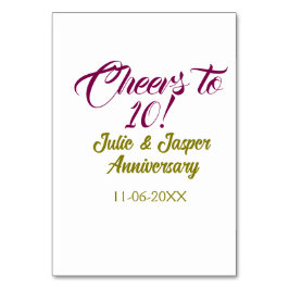 Cheers to 10th wedding anniversary mauve golden na テーブルナンバー