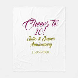 Cheers to 10th wedding anniversary mauve golden na フリースブランケット