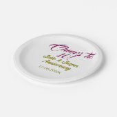 Cheers to 10th wedding anniversary mauve golden na ペーパープレート (アングル)