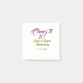 Cheers to 10th wedding anniversary mauve golden na ポストイット