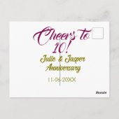 Cheers to 10th wedding anniversary mauve golden na ポストカード (裏面)