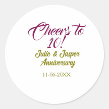 Cheers to 10th wedding anniversary mauve golden na