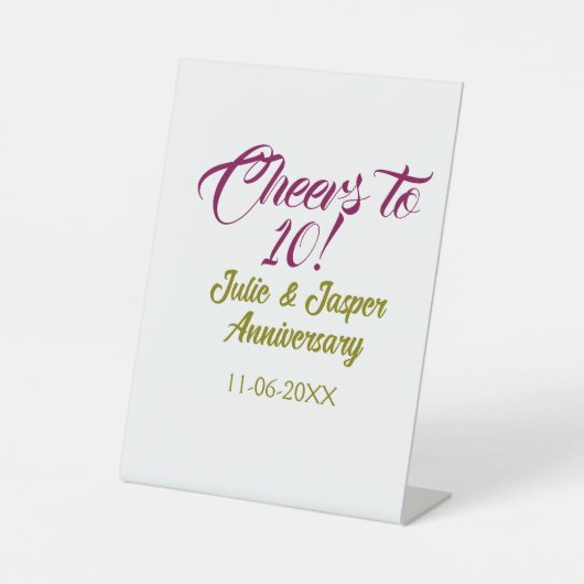 Cheers to 10th wedding anniversary mauve golden na 台座サイン (正面)