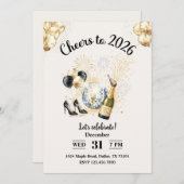 Cheers to 2026 New Year’s Eve Party 招待状 (正面/裏面)