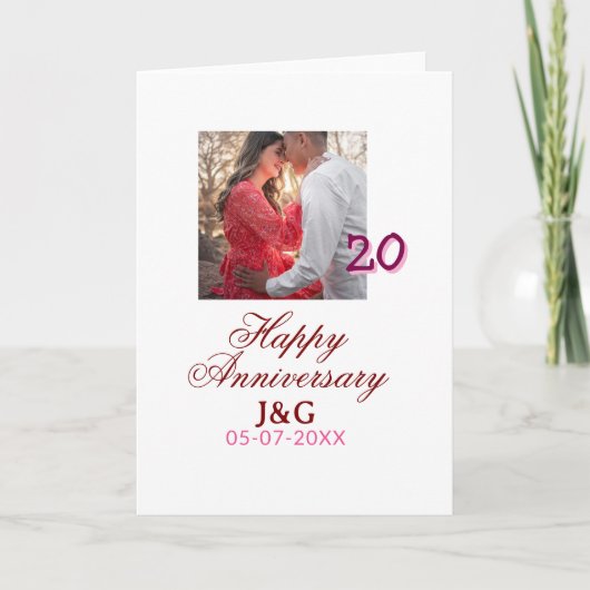 Cheers to 20 Years happy anniversary add photo dat カード (正面)