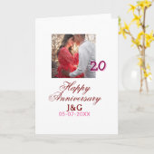 Cheers to 20 Years happy anniversary add photo dat カード (黄色い花)